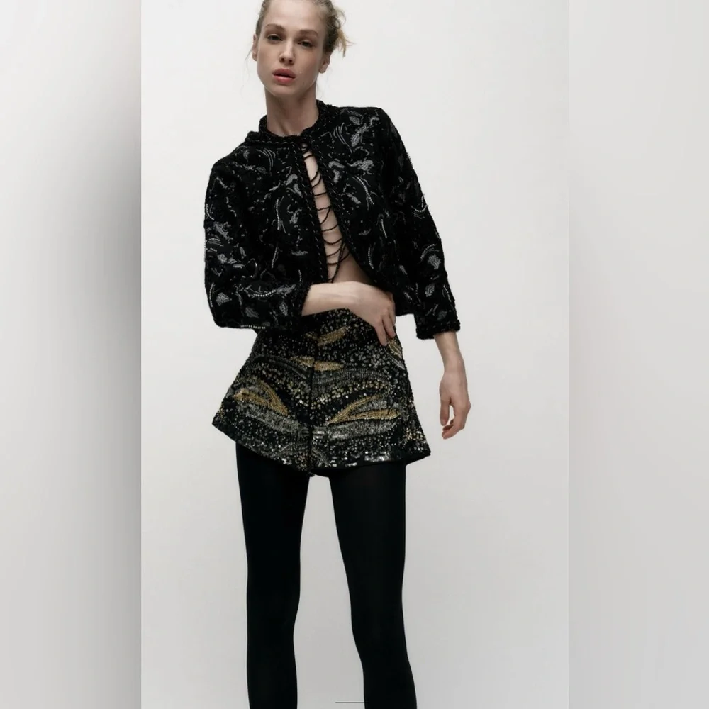 NWT ZARA SEQUIN SHORTS - Picture 8 of 16